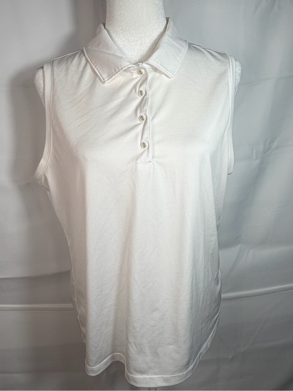 IZOD Golf Women's Sleeveless Polo Shirt Size Large White Performance Top